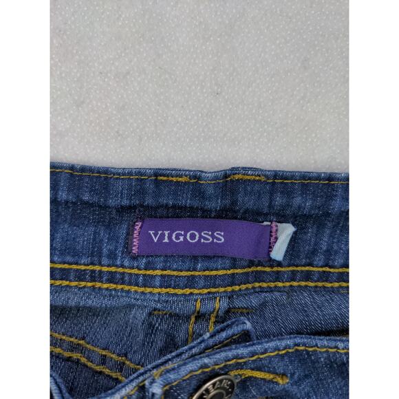 Womens Vigoss Jeans Capris Pants Size 9 Blue Denim Distressed - Picture 7 of 14